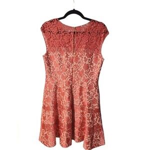 Kay Unger New York pink lace floral pattern A-line dress 12